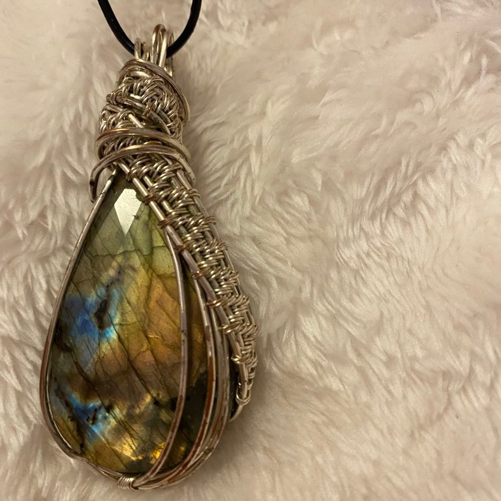 Labradorite Wire Wrapped Necklace